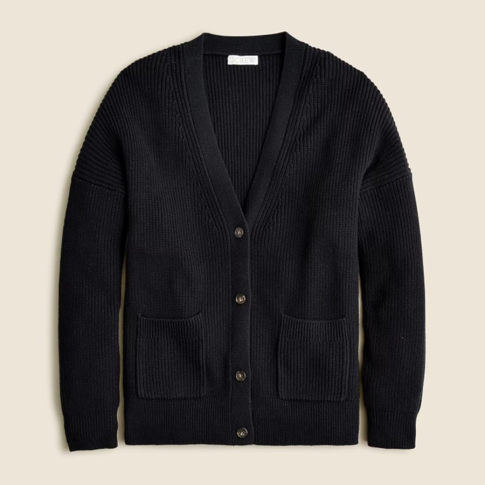Like New Black J. Crew V-neck Cotton Cashmere Blend Sweater, Size Small